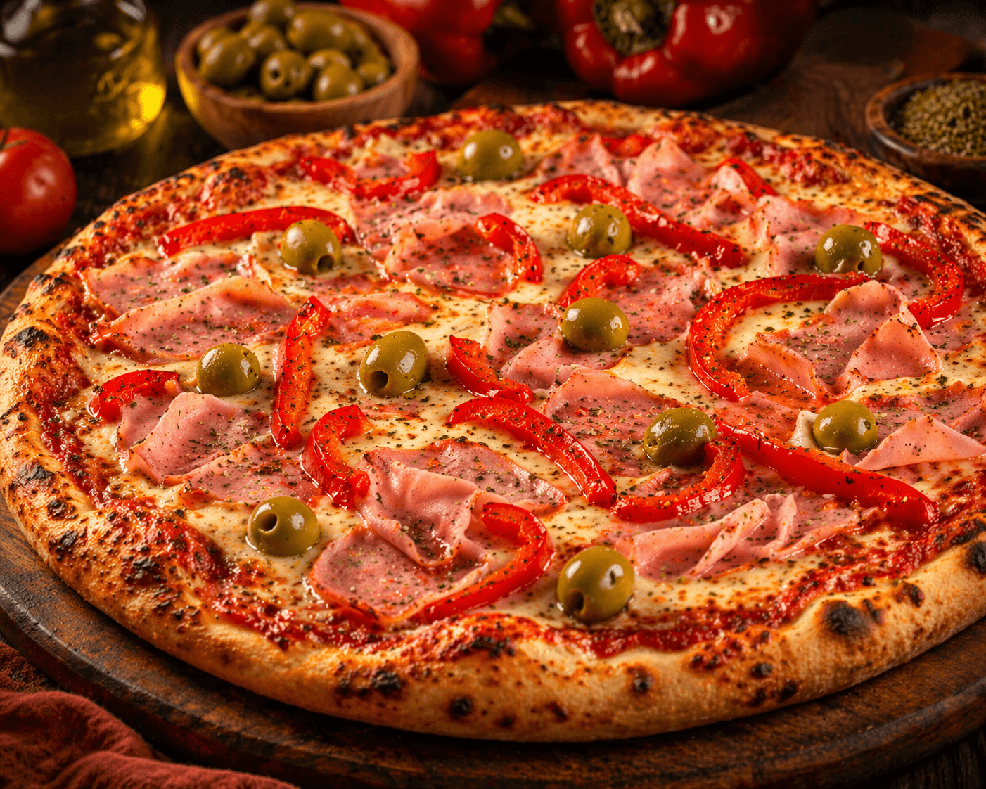 Piza Jamon y morrones